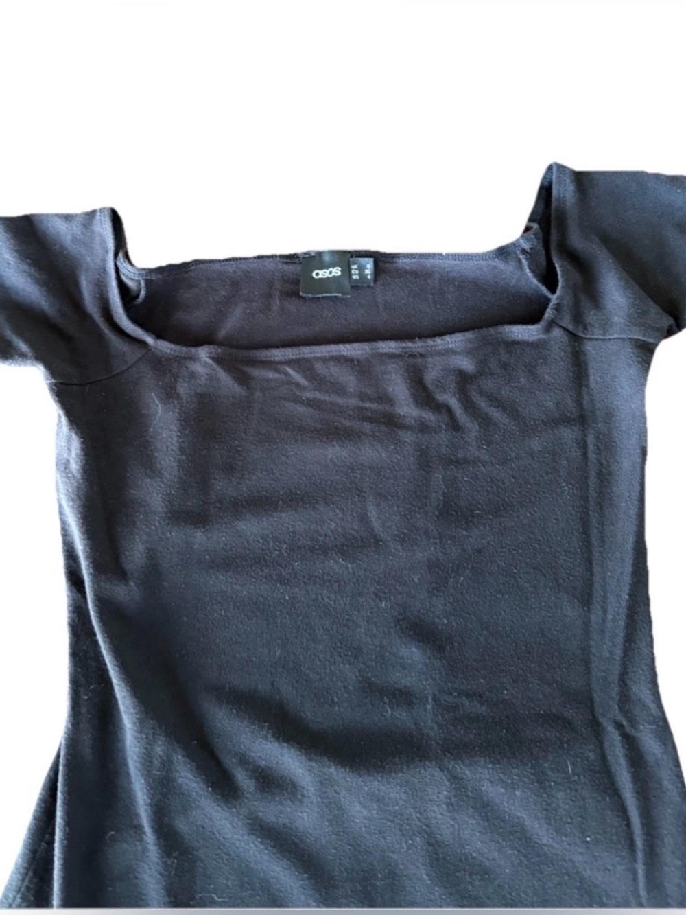 ASOS Little Black Midi Dress Fitted Bodycon Cap Sleeve Women Size 4 VINTAGE Y2K - Picture 2 of 6